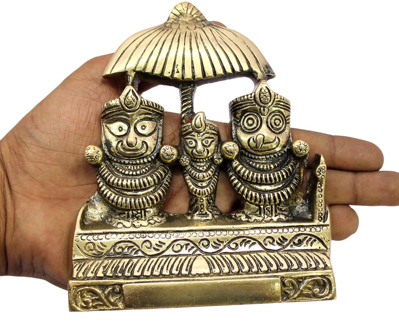 ESPLANADE Brass Puri Jagannath Balaram and Subhadra Maa Idol Murti Statue Sculpture - Golden - 5.25" Inches (5.25" Inch) - Image 4