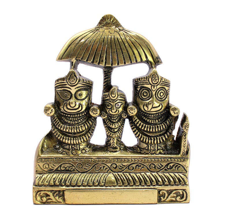 ESPLANADE Brass Puri Jagannath Balaram and Subhadra Maa Idol Murti Statue Sculpture - Golden - 5.25" Inches (5.25" Inch) - Image 3
