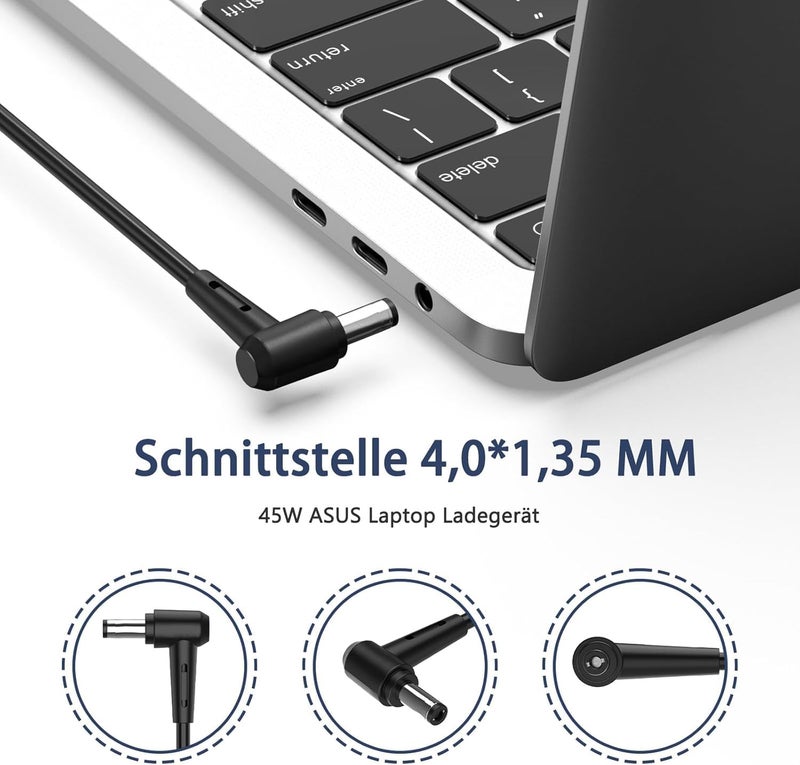 WeFly 45W 19V, 2.37A 4.0mm x 1.35mm Laptop Charger for Asus Ad45-00B 45W Laptop Charger/Adapter for Select Models of Asus-20 V,2.5 A,4 Mm X 1.2Mm Diam-Black - Image 4