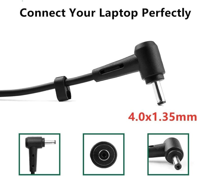 WeFly 45W 19V, 2.37A 4.0mm x 1.35mm Laptop Charger for Asus Ad45-00B 45W Laptop Charger/Adapter for Select Models of Asus-20 V,2.5 A,4 Mm X 1.2Mm Diam-Black - Image 3