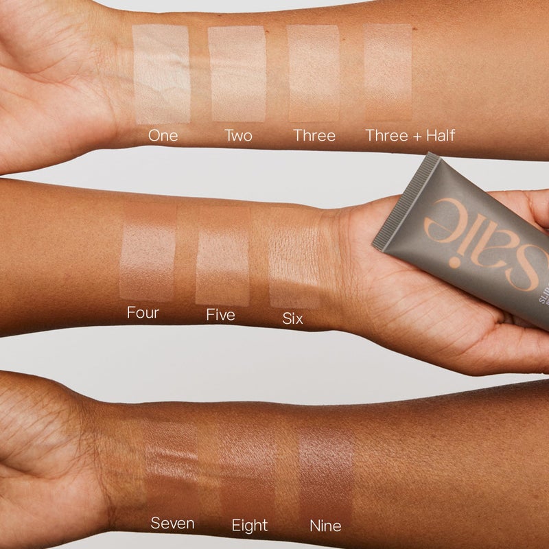 Saie Slip Tint Tinted Moisturizer with SPF 35 - Light Coverage, Glowy Skin Tint & Mineral Sunscreen for Face with Hydrating Hyaluronic Acid - Summer Makeup Essential - Shade Five + Half (1.35 oz) - Image 4
