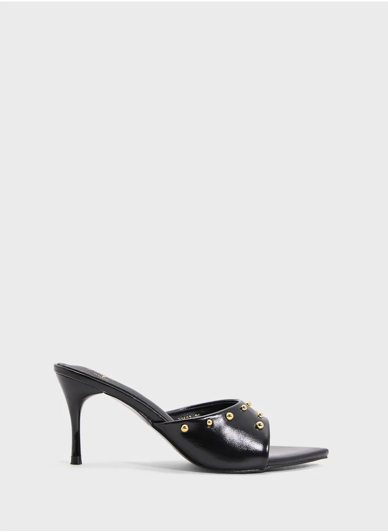 Ginger Studded Heeled Mule