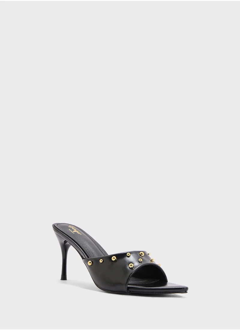 Ginger Studded Heeled Mule