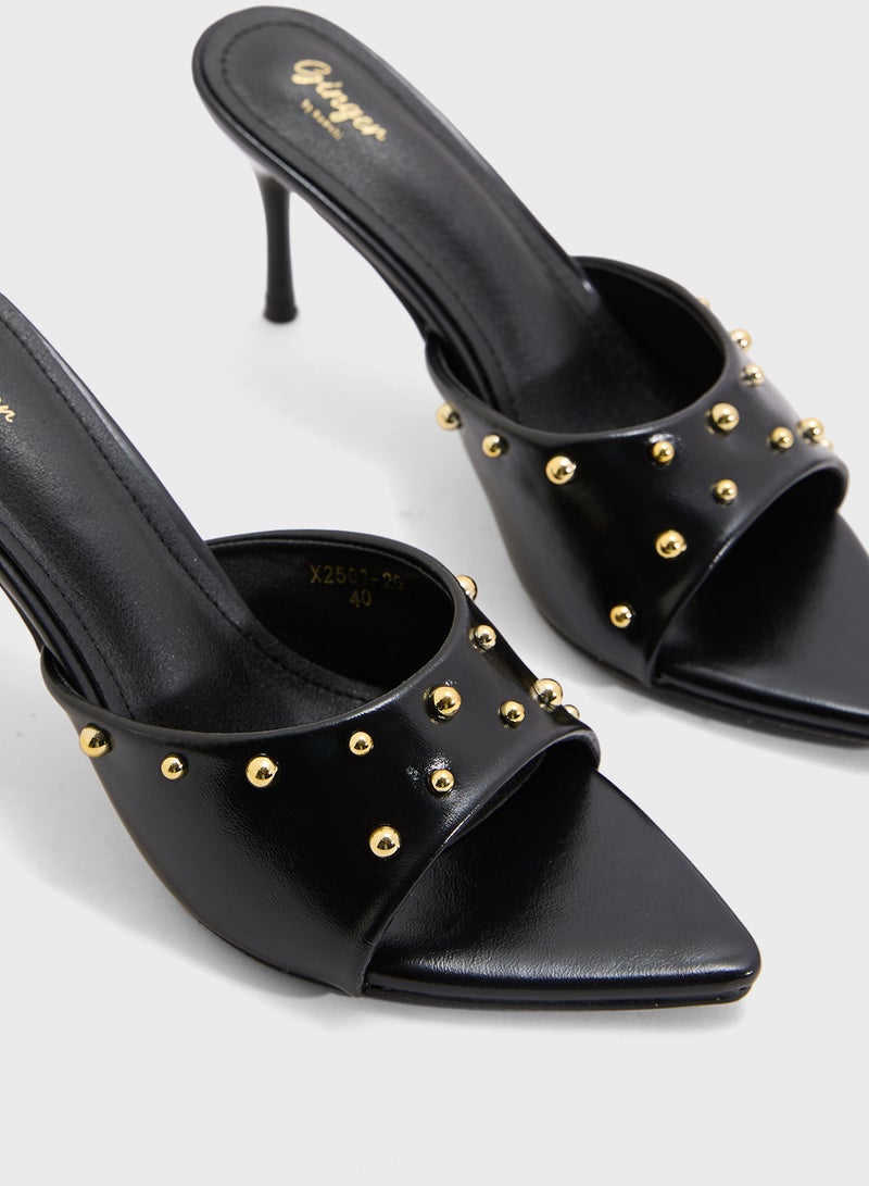 Ginger Studded Heeled Mule  - Image 4