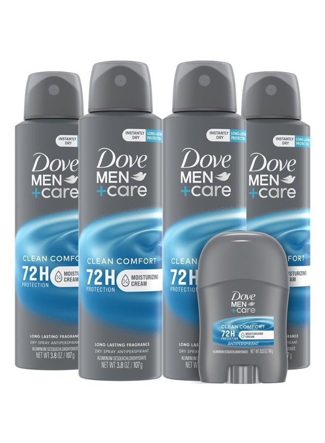 Dove Men + Care Clean Comfort Spray Deodorant & Antiperspirant 150ml / 3.8 Ounce,(4 Pack) - Image 1