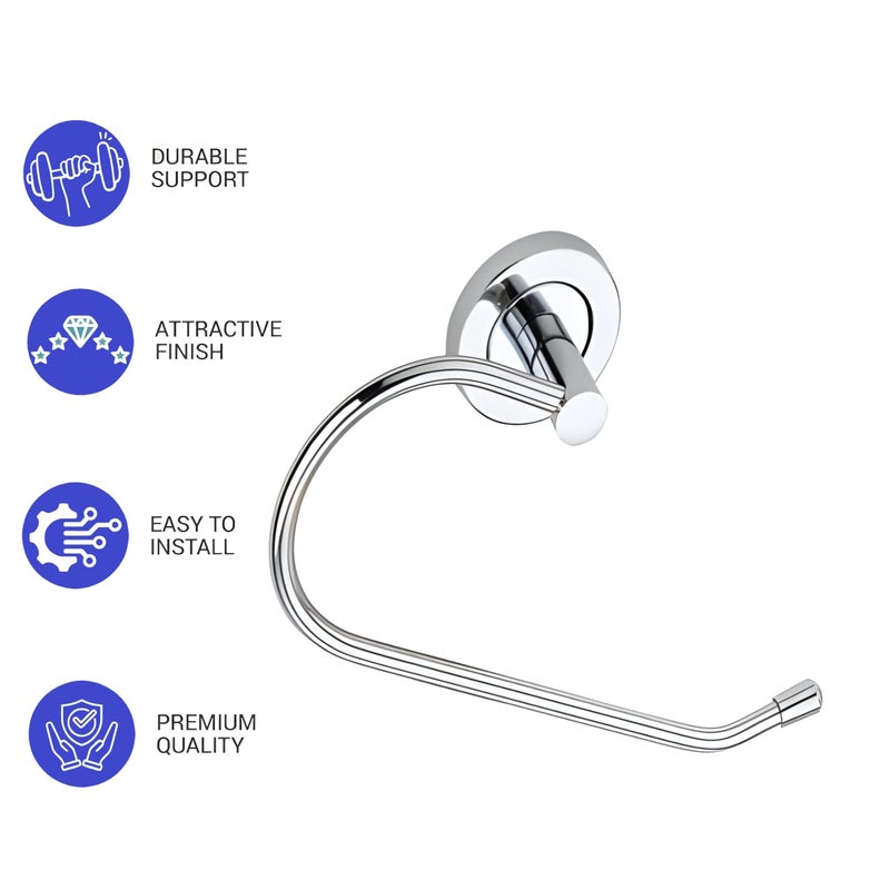 Growfynd Stainless Steel 304 Grade Chrome Finished Round Napkin Ring/Towel Ring/Napkin Holder/Towel Hanger/Towel Holder for Bathroom/Kitchen/Wash Basin C Shape (Pack of 2) - Image 3