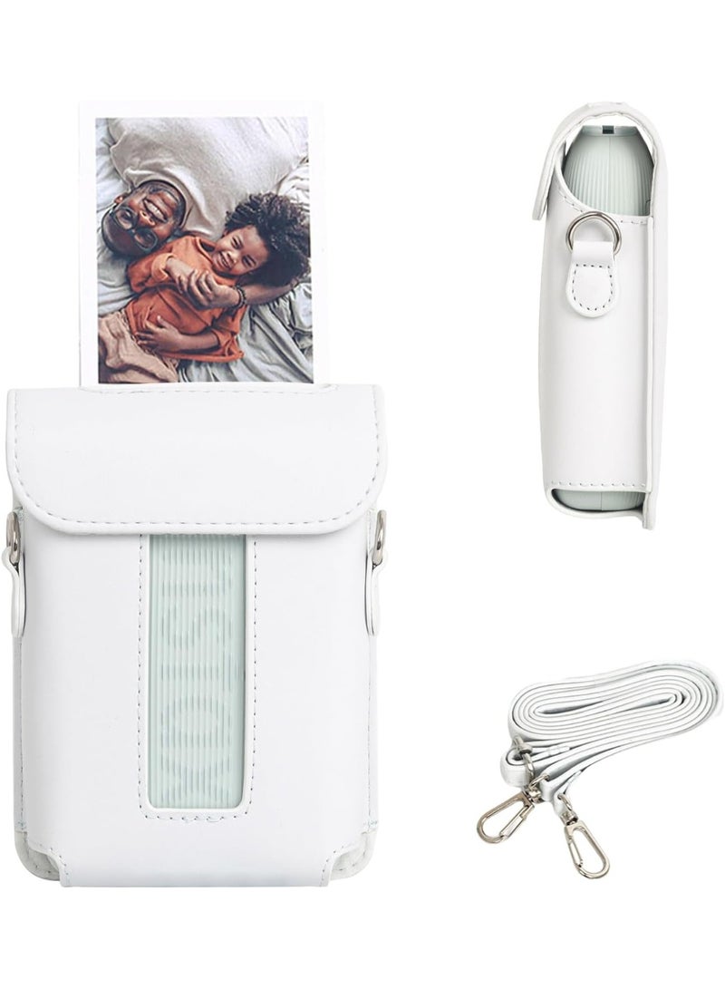 VKL For Fujifilm Instax Mini Link 3 Smartphone Printe,Mini Link3 Case Instax Mini Link3 PU Protective Case Convenient Magnetic Cover With Soft Microfiber Inner With Shoulder Strap -Clay White - Image 1