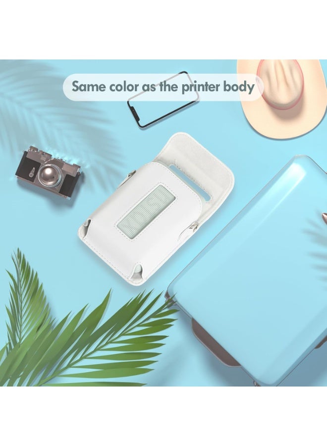 VKL For Fujifilm Instax Mini Link 3 Smartphone Printe,Mini Link3 Case Instax Mini Link3 PU Protective Case Convenient Magnetic Cover With Soft Microfiber Inner With Shoulder Strap -Clay White - Image 4