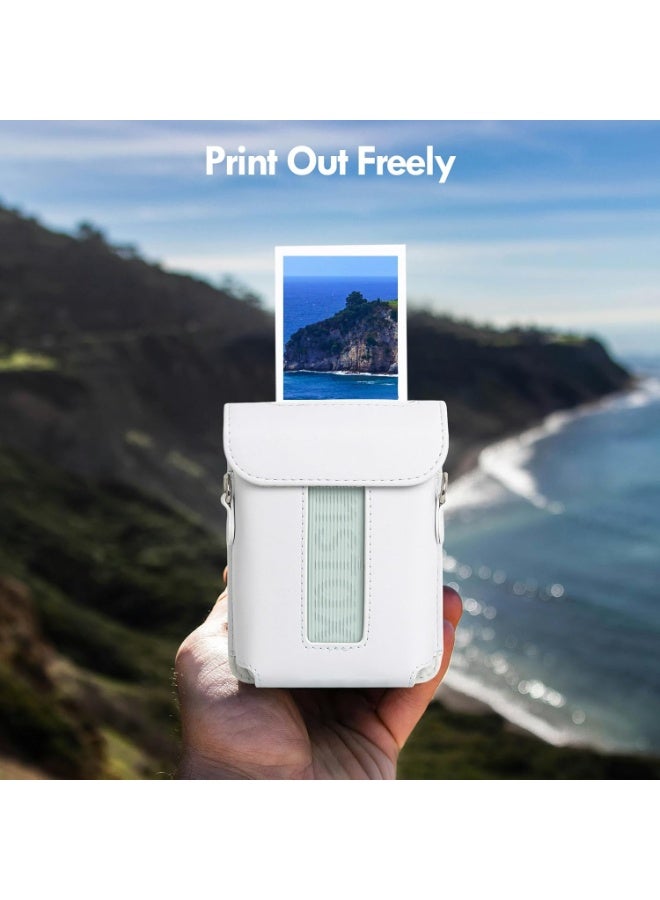 VKL For Fujifilm Instax Mini Link 3 Smartphone Printe,Mini Link3 Case Instax Mini Link3 PU Protective Case Convenient Magnetic Cover With Soft Microfiber Inner With Shoulder Strap -Clay White - Image 5
