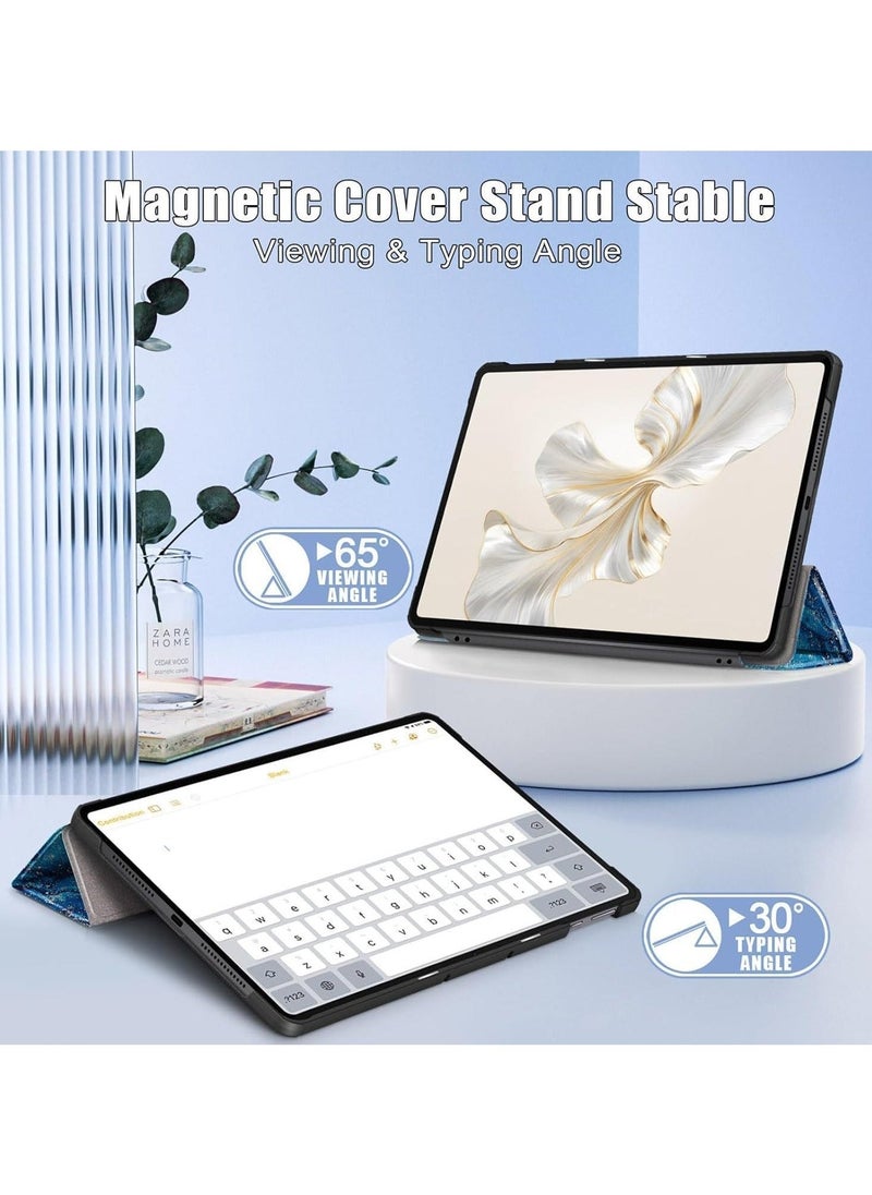 Case Compatible with Honor Pad 9 12.1 Inch Tablet 2023, Trifold Multi Viewing Angles Stand Lightweight Shell Cover (Sea Wave) - Image 3