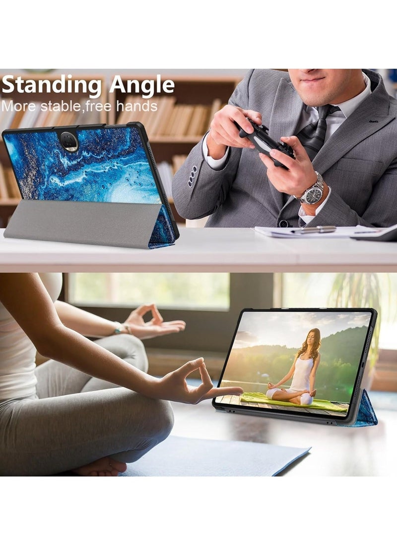 Case Compatible with Honor Pad 9 12.1 Inch Tablet 2023, Trifold Multi Viewing Angles Stand Lightweight Shell Cover (Sea Wave) - Image 2
