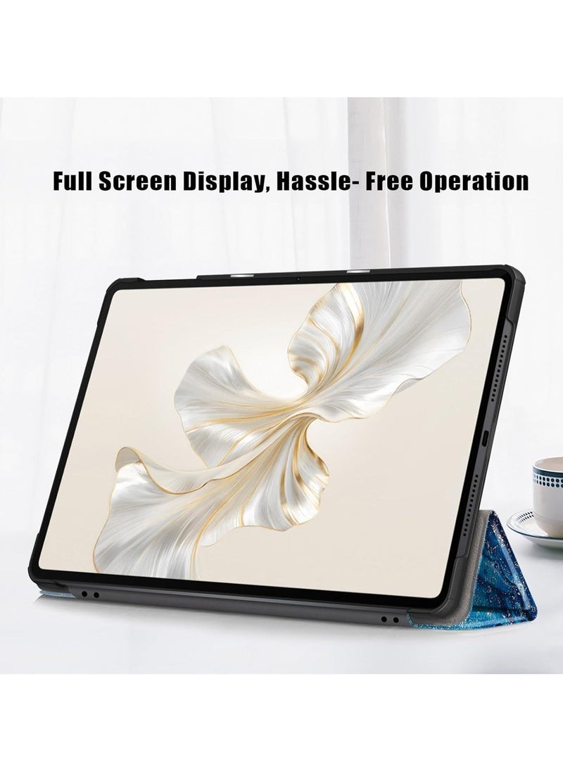 Case Compatible with Honor Pad 9 12.1 Inch Tablet 2023, Trifold Multi Viewing Angles Stand Lightweight Shell Cover (Sea Wave) - Image 4