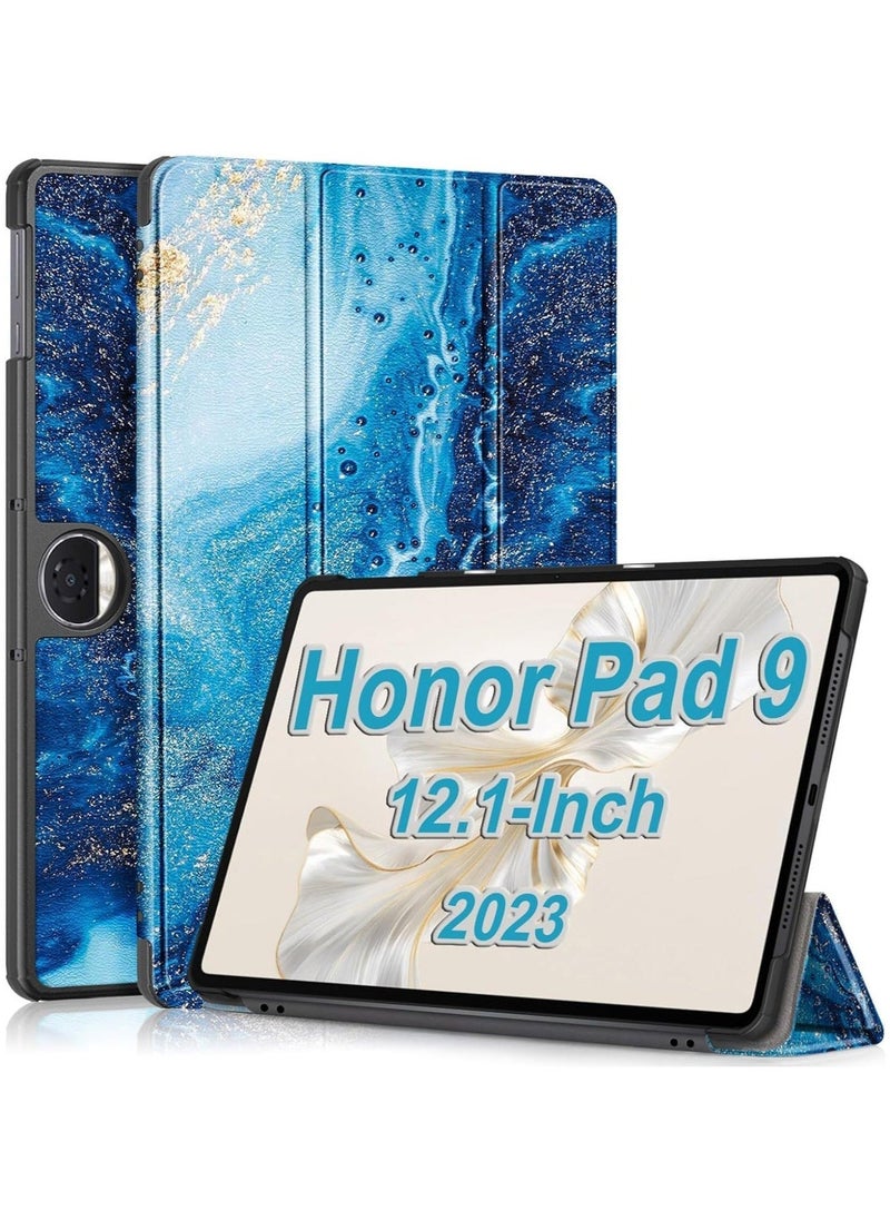 Case Compatible with Honor Pad 9 12.1 Inch Tablet 2023, Trifold Multi Viewing Angles Stand Lightweight Shell Cover (Sea Wave) - Image 1