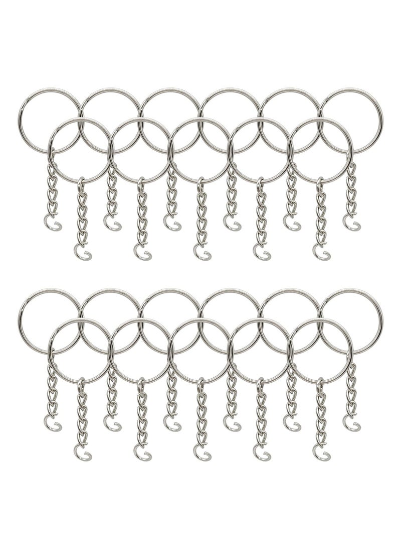 KASTWAVE 100 Pack Bulk Keyring Set Split Key Chain Rings with 1 inch Large Chains Heavy Duty Metal Keychain Ring Easy to Use Open Jump Rings Strong Small Round DIY Jewelry Making Keyrings Kit  - Image 1