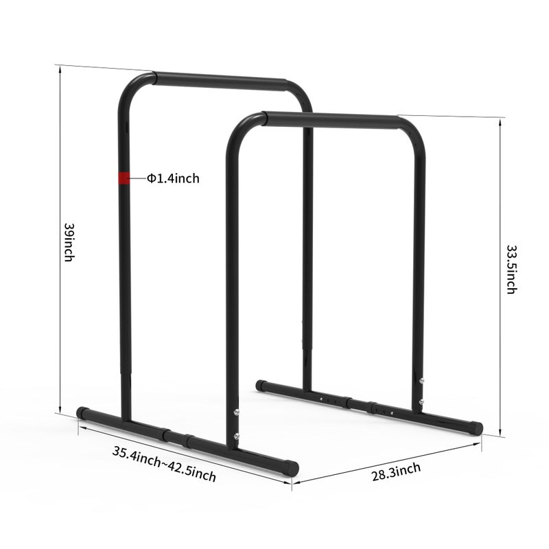 leikefitness leikefitness Pull Up Dip Station Adjustable Height Strength Training Dip Stands Station Tricep Dips Push-Ups For Home Gym - Image 2