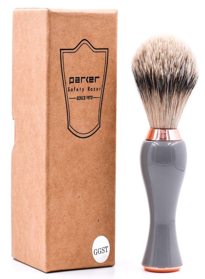 Parker Safety Razor Parker Silvertip Badger Shaving Brush with Stand - Extra Dense and Extra Soft Bristles - Deluxe Gray and Rose Gold Handle - Shaving Brush for Men & Women - Image 4