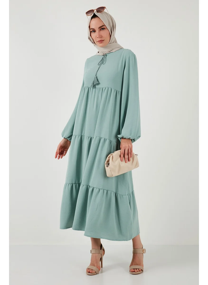 Lela Modest Regular Fit High Collar Long Dress Women's Dress 611EL545