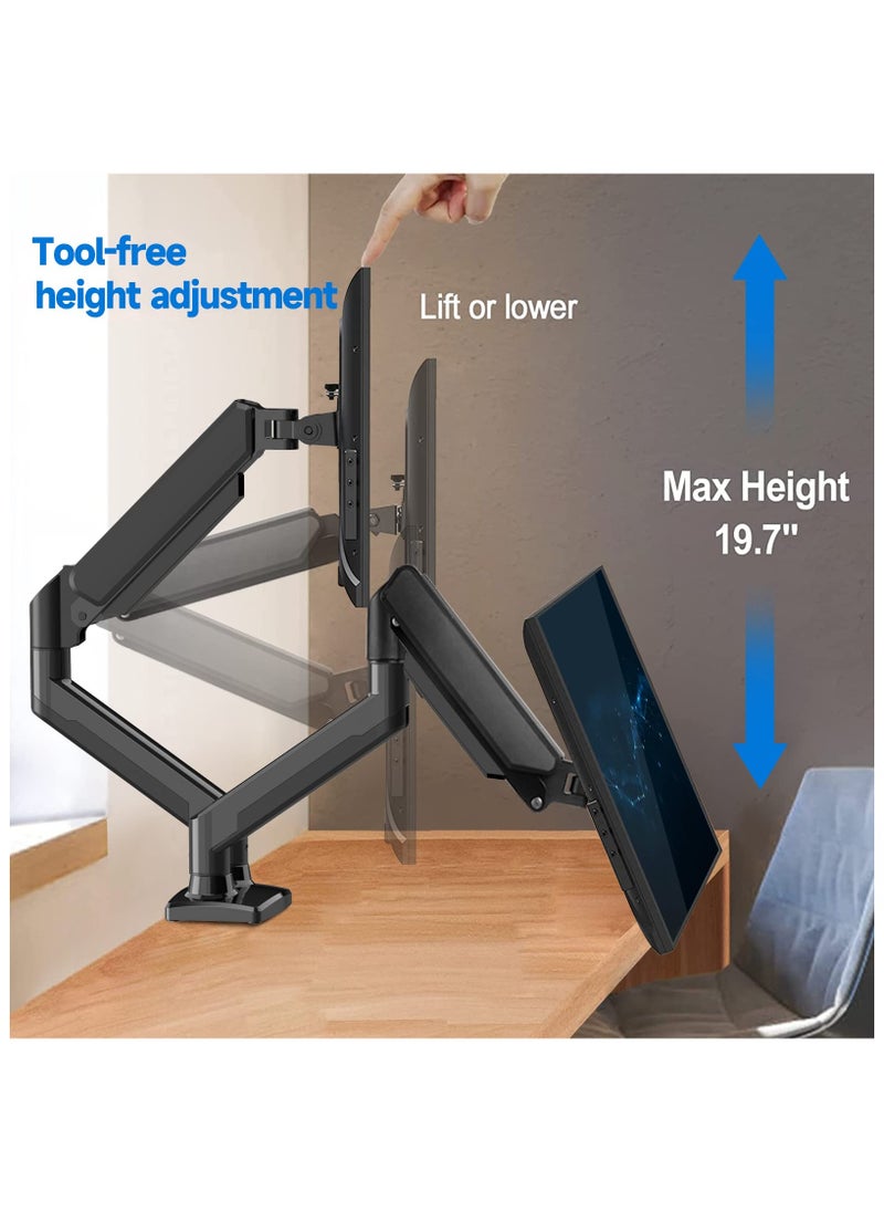 XiuWoo - Dual Monitor Mount Stand Fits 13 to 32 Inch LCD Computer Monitors, Articulating Gas Spring Monitor Arm, Adjustable Monitor Stand, Monitor Desk Mount with Clamp and Grommet Base - Image 1