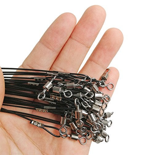 Drchoer Fishing Wire Leaders for Saltwater: 30pcs Stainless Steel Line Leaders Nylon-Coated 19" - 100 LB High Strength Wire Rig for Shark Barracuda Pike Fishing - Black Red Green - Image 3