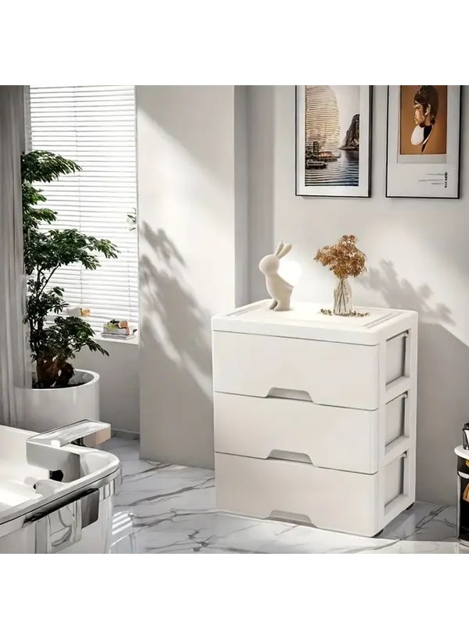 White Three Layer Plastic Storage Cabinet Thickened Dustproof Clear Drawer Design Bathroom Office Organizer One - Image 3