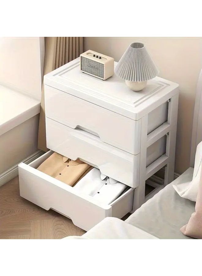 White Three Layer Plastic Storage Cabinet Thickened Dustproof Clear Drawer Design Bathroom Office Organizer One - Image 2