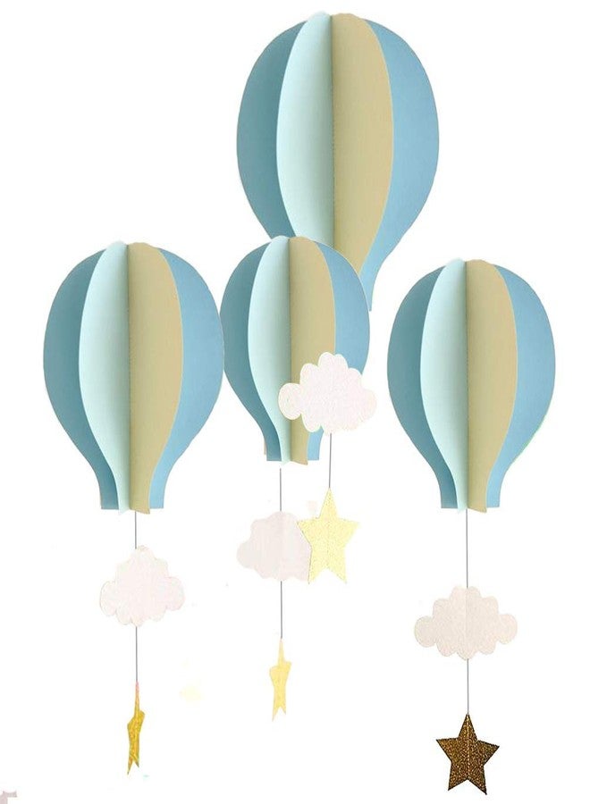AZOWA 12 Pcs Large Size Hot Air Balloon Paper Garland Hanging Decorations (Blue, 12 Pcs) - Image 1