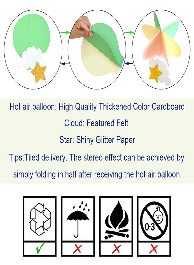 AZOWA 12 Pcs Large Size Hot Air Balloon Paper Garland Hanging Decorations (Blue, 12 Pcs) - Image 5