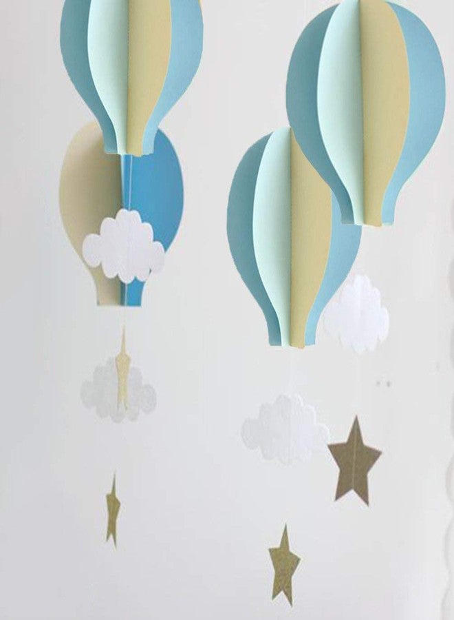 AZOWA 12 Pcs Large Size Hot Air Balloon Paper Garland Hanging Decorations (Blue, 12 Pcs) - Image 4