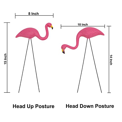 GiftExpress Pink Flamingos Yard Decorations - 2 Pack Small 14" Tall Plastic Flamingo Statue w/Metal Stakes - Lawn Ornaments & Garden Decor for Outdoor Parties - Image 3
