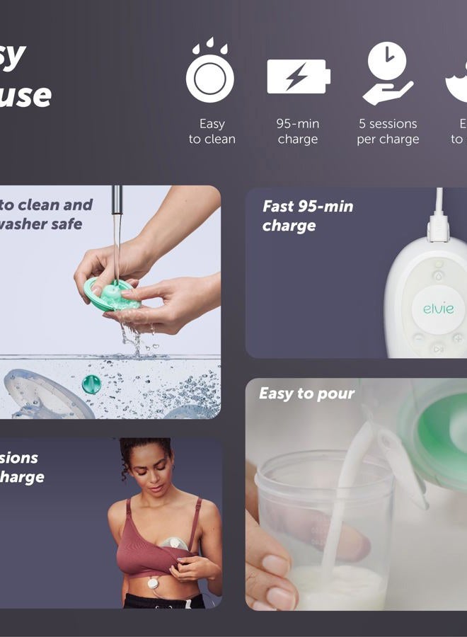elvie Stride Hospital-Grade, App-Controlled Breast Pump - Hands-Free, Wearable, Ultra-Quiet & Electric with 2-Modes, 10-Settings & 5oz Capacity per Cup - Image 5