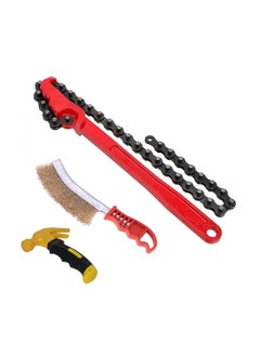 Digital Craft Digital Craft 3 Item Combo 9 Inch Chain Type Oil Filter Wrench Auto Tool Engine Box Spanner Oil Fuel Filter Wrench Removal Tools Remover With Chain Wrench Mini Hammer Hand Brush  - Image 1
