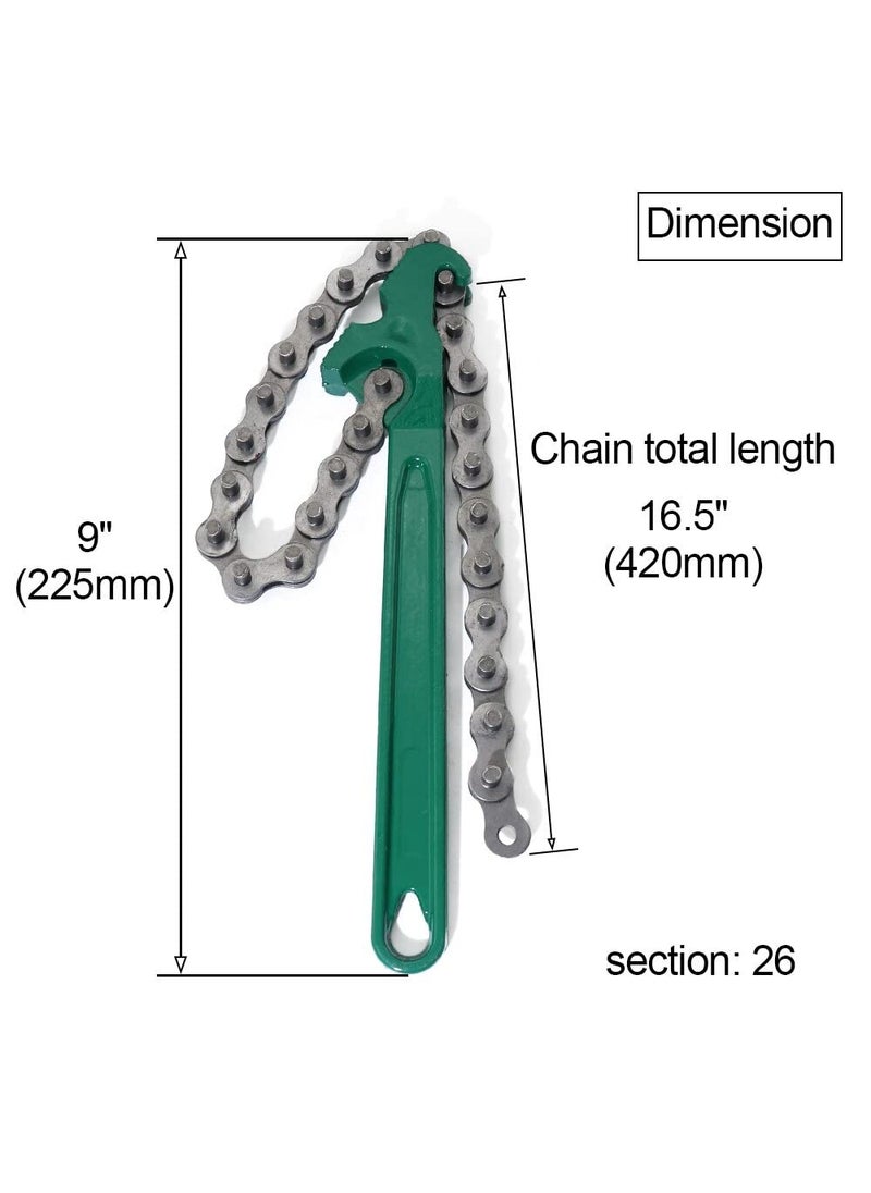 Digital Craft Digital Craft 3 Item Combo 9 Inch Chain Type Oil Filter Wrench Auto Tool Engine Box Spanner Oil Fuel Filter Wrench Removal Tools Remover With Chain Wrench Mini Hammer Hand Brush  - Image 2