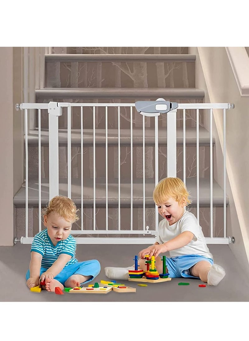 MIXDE Auto Close Safety Baby Gate, Extra Wide Child Gate with 30 cm Extension Kit Maximum Suitable For 114 cm, Baby Gates for Stairs & Doorways, Easy Install (Safety Railing + 30cm Extension Kit)  - Image 1