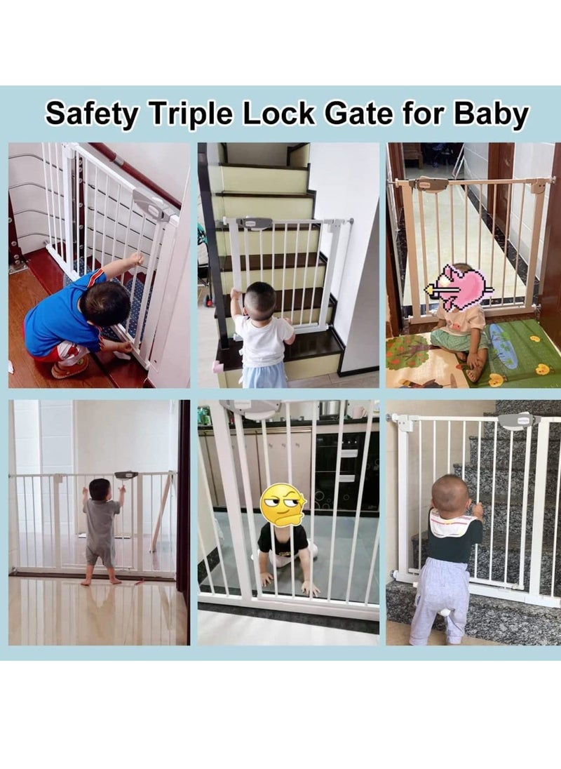 MIXDE Auto Close Safety Baby Gate, Extra Wide Child Gate with 30 cm Extension Kit Maximum Suitable For 114 cm, Baby Gates for Stairs & Doorways, Easy Install (Safety Railing + 30cm Extension Kit)  - Image 5