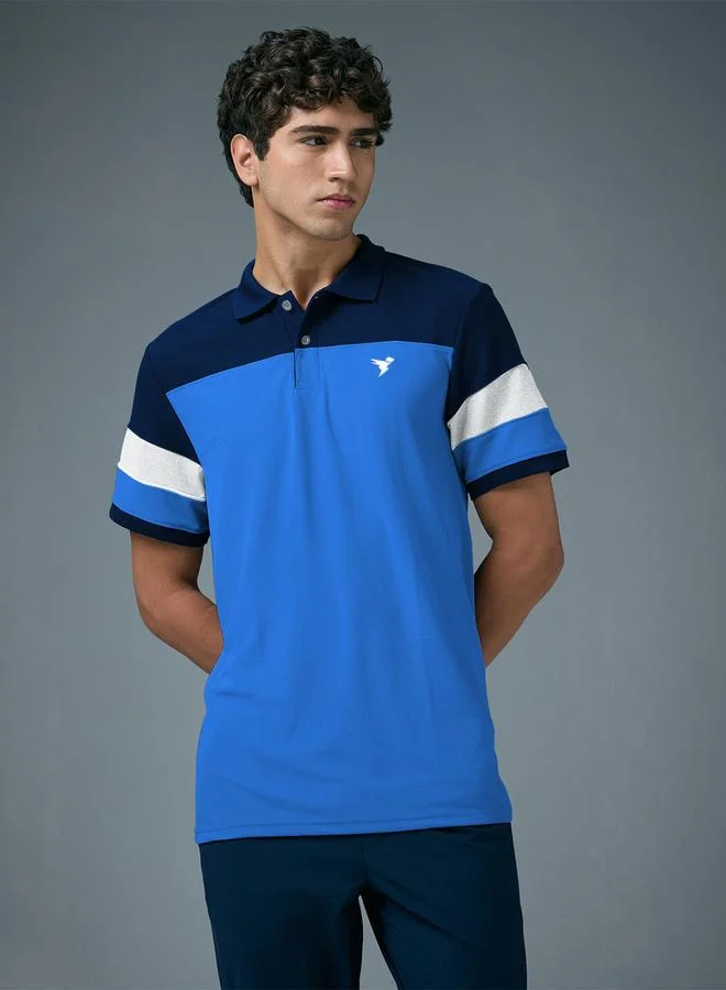Technosport Men Slim Fit Color Block Pique Polo