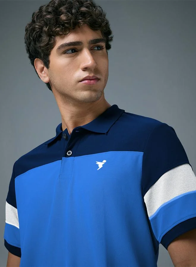 Technosport Technosport Men Slim Fit Color Block Pique Polo