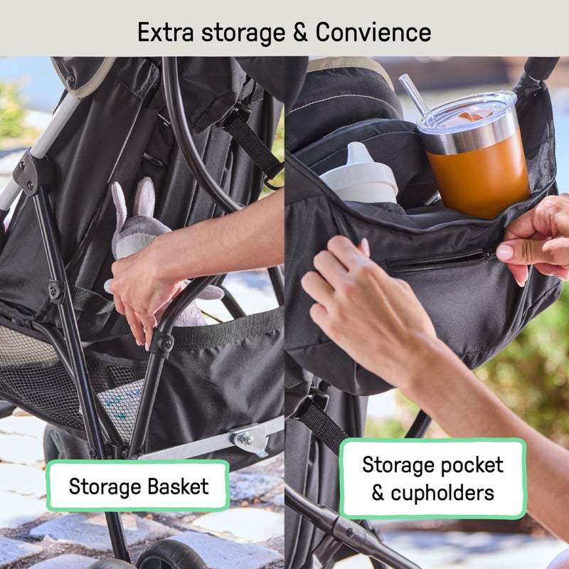 Ingenuity 3D Mini Convenience Stroller â€“ Lightweight Stroller with Compact Fold, Multi-Position Recline, Canopy with Pop Out Sun Visor â€“ Umbrella Stroller for Travel and More, Cashew Tan - Image 4