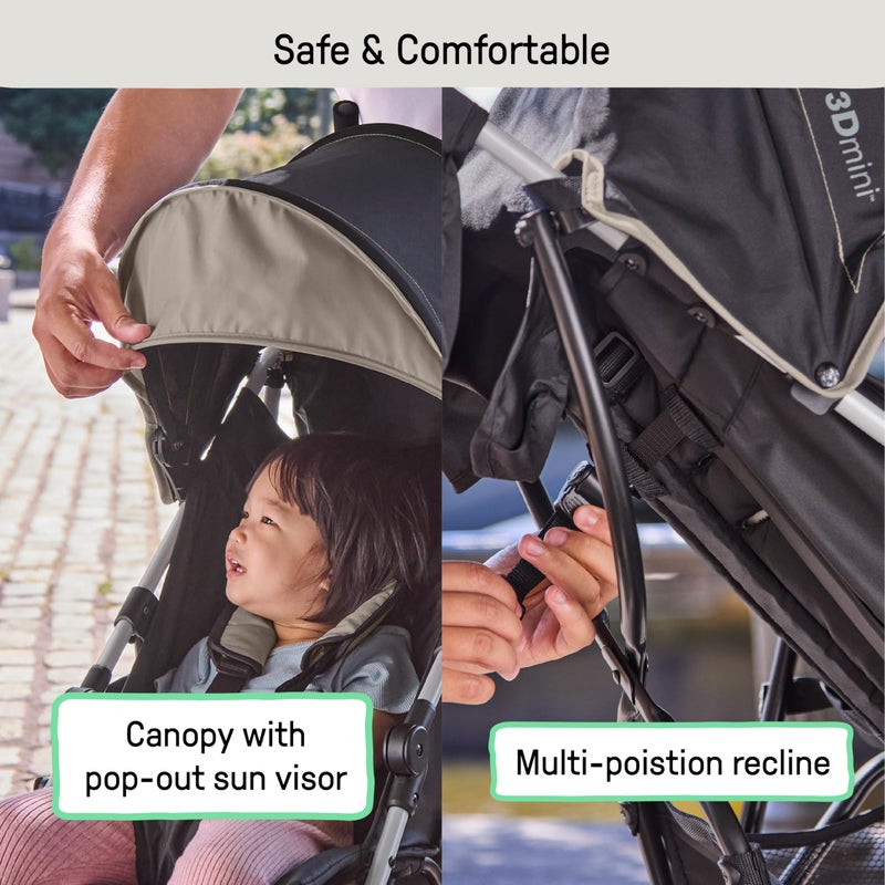 Ingenuity 3D Mini Convenience Stroller â€“ Lightweight Stroller with Compact Fold, Multi-Position Recline, Canopy with Pop Out Sun Visor â€“ Umbrella Stroller for Travel and More, Cashew Tan - Image 3