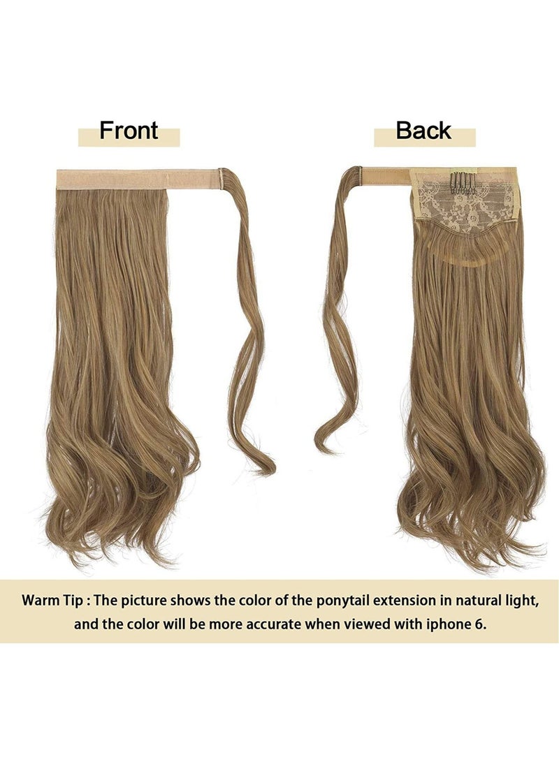 إستيل وصلة ذيل حصان مجعد 15 بوصة مقاومة للحرارة من الشعر الاصطناعي الطبيعي المموج قطعة ملفوفة حول وصلات شعر ذيل الحصان للنساء بني مجعد متسخ - Image 2