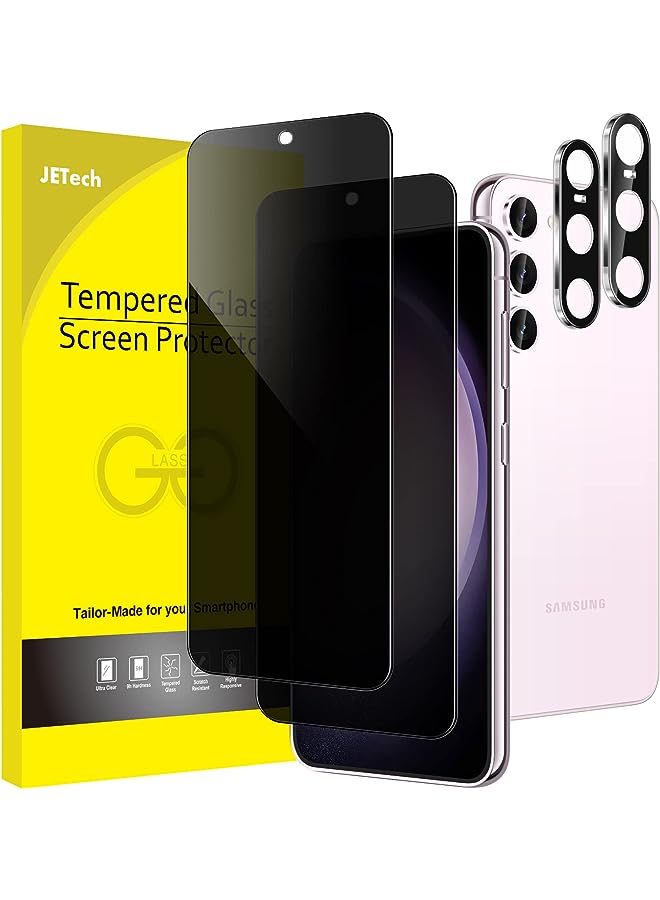 Jetech Privacy Screen Protector for Samsung Galaxy S23+ / S23 Plus 5G 6.6-Inch with Camera Lens Protector, Anti-Spy Tempered Glass Film, Fingerprint ID Compatible, 2-Pack Each - Image 1