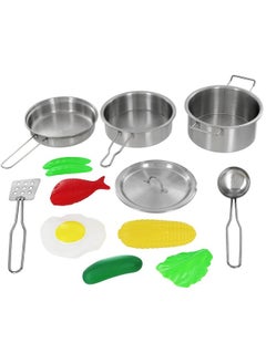 Click N' Play Click N' Play Kids Kitchen Pretend Play Toy, Toddlers Stainless Steel Pot and Pans Cookware and Accessories Playset with Play Food, Kitchen Play Set for Girls and Boys Ages 3 Years and Up, 12 Pieces  - Image 1