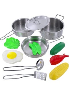 Click N' Play Click N' Play Kids Kitchen Pretend Play Toy, Toddlers Stainless Steel Pot and Pans Cookware and Accessories Playset with Play Food, Kitchen Play Set for Girls and Boys Ages 3 Years and Up, 12 Pieces  - Image 2