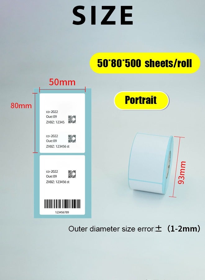 Generic Three proof Thermal Paper Label Paper Sticker Printing Paper Adhesive,Multi-Purpose Square Self-Adhesive Label for M200/ M220/ M221， 50 X 80mm,500 Labels/Roll Label Sticker Printing Paper ﻿ - Image 2