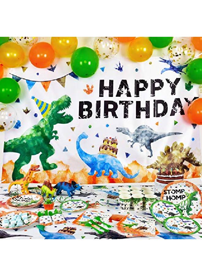 Wernnsai خلفية ديناصور بالألوان المائية لزينة حفلات عيد ميلاد الديناصور للأولاد 73'' X 43'' خلفية تصوير خارجية لوازم الحفلات لافتة جدارية كبيرة ديكور غرفة - Image 2