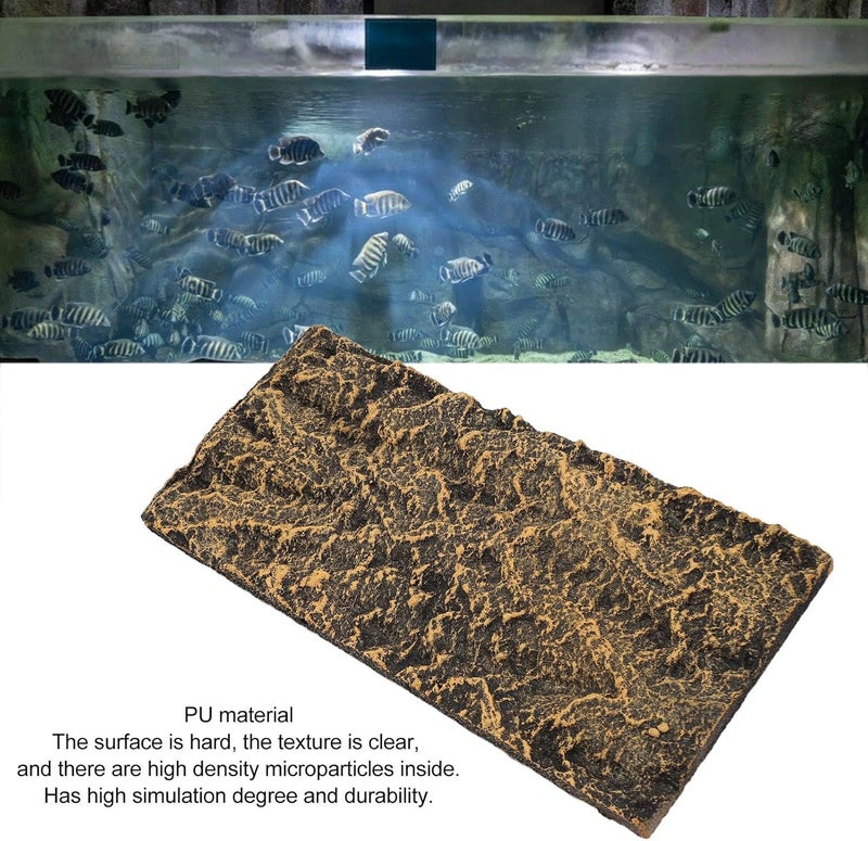 Rock Terrarium Background, Reptile Tank Background Board, High Simulation PU Habitat Climbing Board with Clear Texture, for Rainforest Fish Tank Decoration (26.5 * 12.5cm) - Image 3