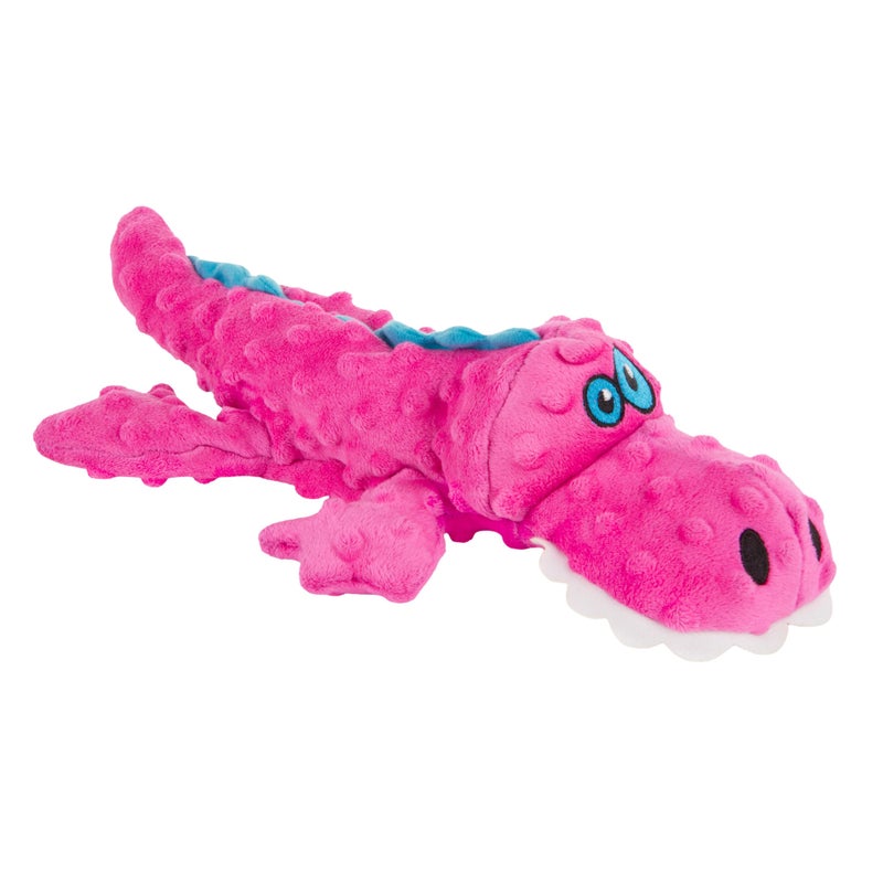 goDog Gators Squeaky Plush Dog Toy with Chew Guard Technology Durable Fabric Squeaker for Active Play Pink Large - Image 2