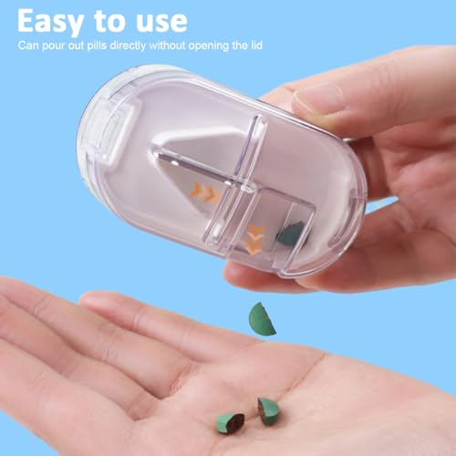 HANNEA® Pill Cutter, Portable Pill Splitter 2-in-1 Pill Case with Stainless Steel Blade, Cuts Pills Storage Box for Small or Large Vitamins Tablets, with Mini Pill Organizer Compartment, White - Image 5