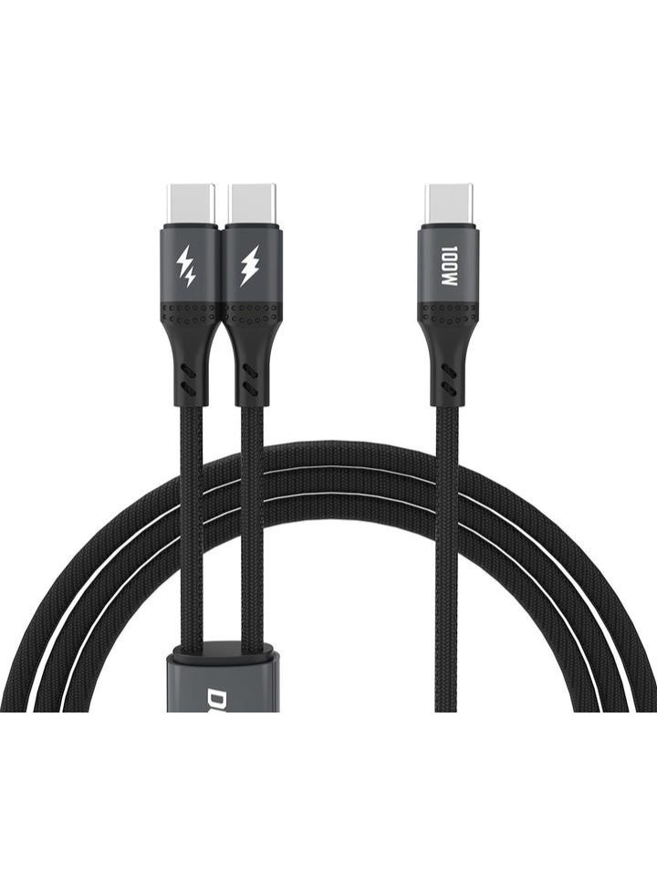 Dudao L3F 2in1 Cable 100W 1.2m 2 x USB-C – black - Image 1
