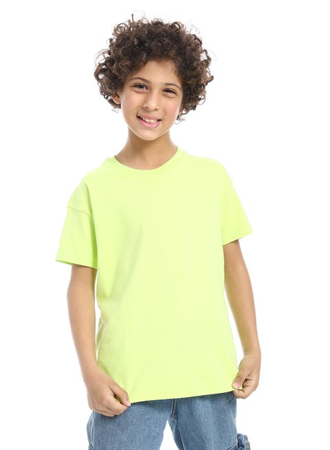Crew Neck Basic Boy's T-Shirt_Lemon