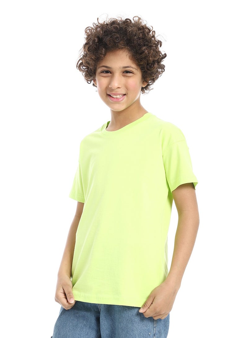 Andora Crew Neck Basic Boy's T-Shirt_Lemon - Image 2